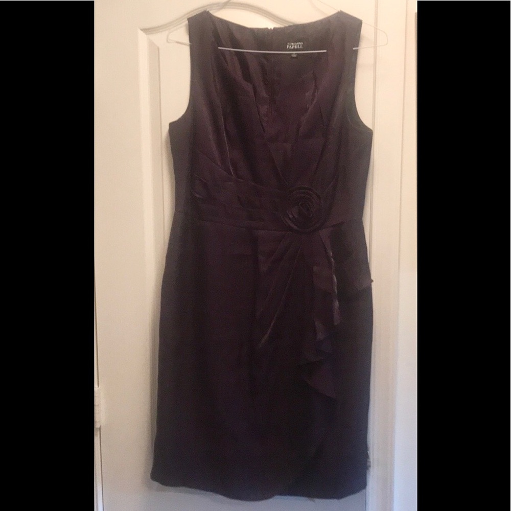 Adrianna Papell eggplant purple cocktail dress 14